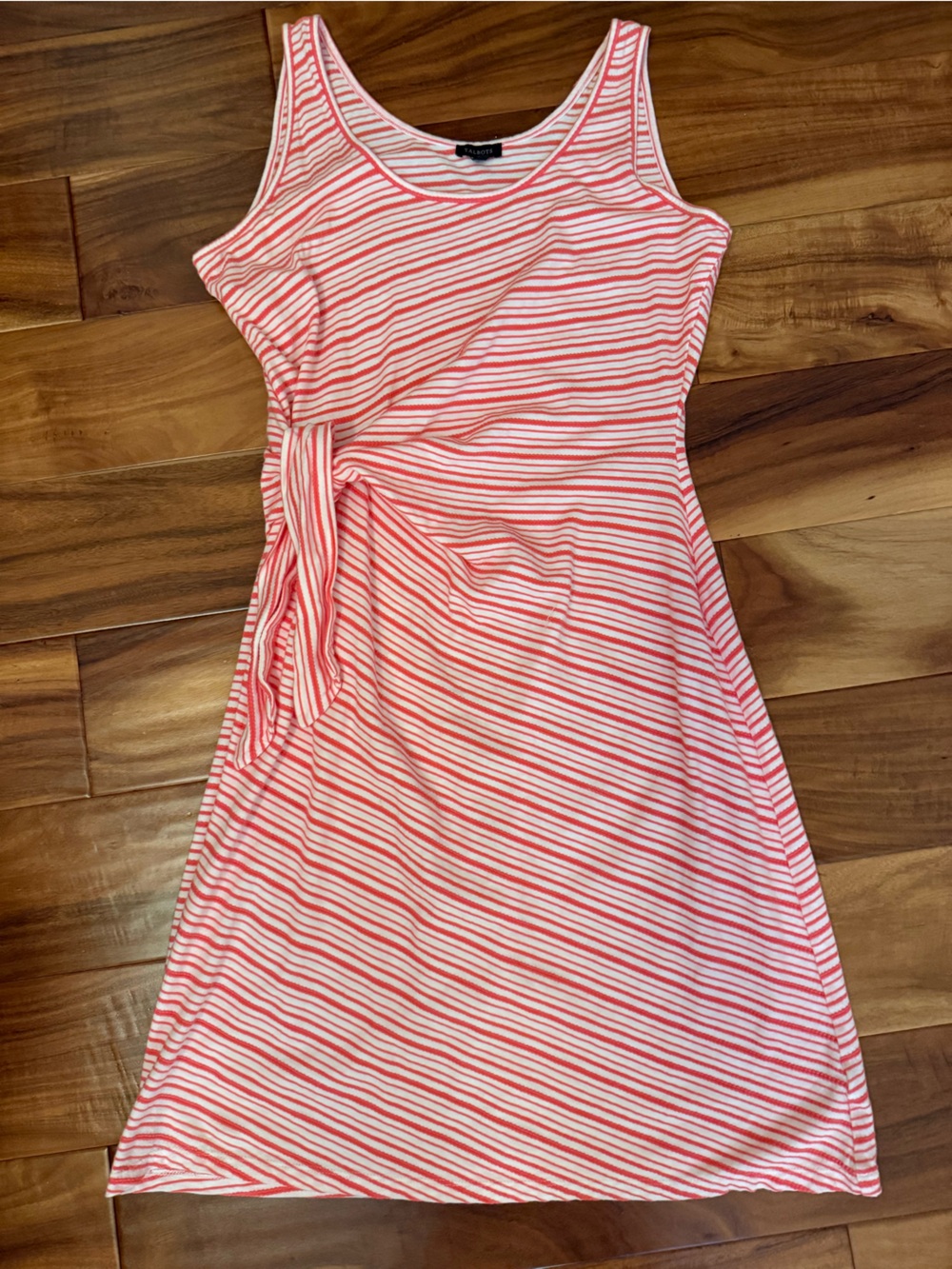 Talbots Coral and White Striped Knit Top